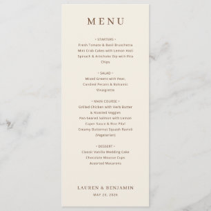 Toile de Romance Wedding Menu