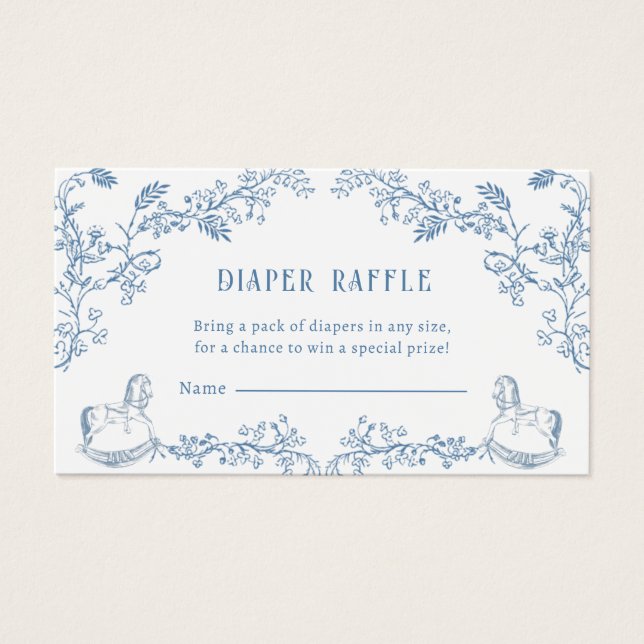 Toile Diaper Raffle Baby Shower Enclosure card (Front)