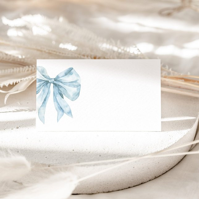Toile Dusty Blue French Bow bridal shower Place Card (Creator Uploaded)