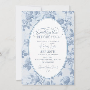 Toile Dusty Blue Something Blue Bridal Shower Invitation