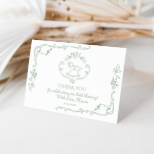 Toile Elegant Sage green rocking horse Thank you Card