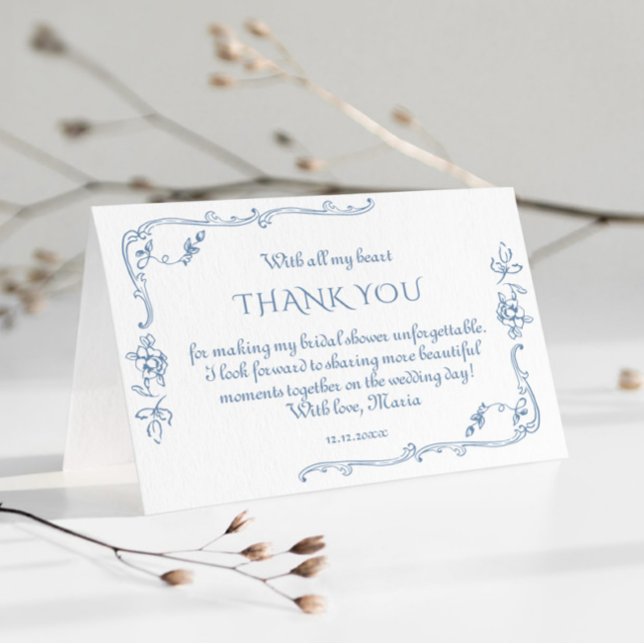 Toile Elegant Vintage Bridal shower thank you Card (Creator Uploaded)