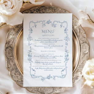 Toile Elegant vintage floral Bridal shower Menu