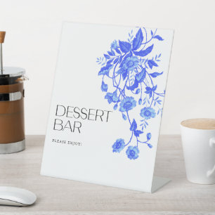 Toile Floral Bridal Shower Dessert Bar Pedestal Sign