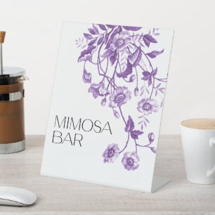 Toile Floral Bridal Shower Mimosa Bar Pedestal Sign