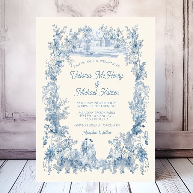Toile Floral chateau Wedding Invitation (Creator Uploaded)