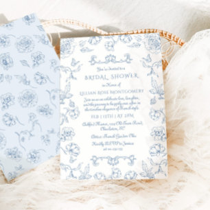 Toile Floral Whimsical garden Bridal shower Invitation
