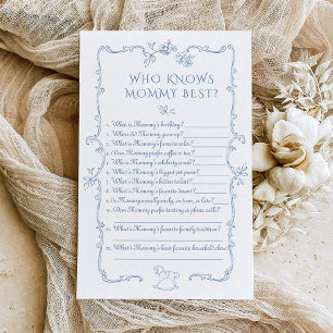 Toile floral Who Knows mummy best baby shower game