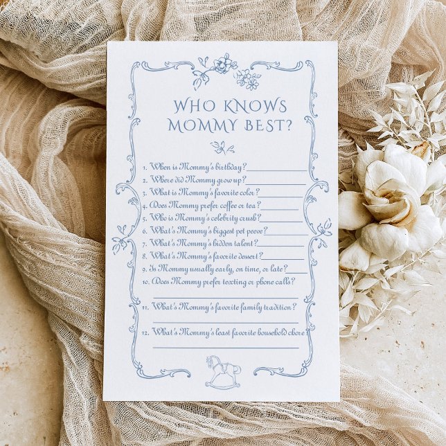 Toile floral Who Knows mummy best baby shower game (Creator Uploaded)