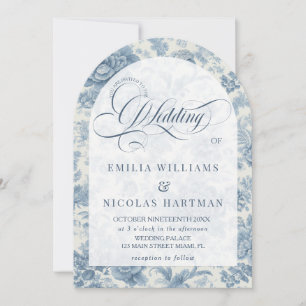 Toile French Floral Wedding All In One  Invitation