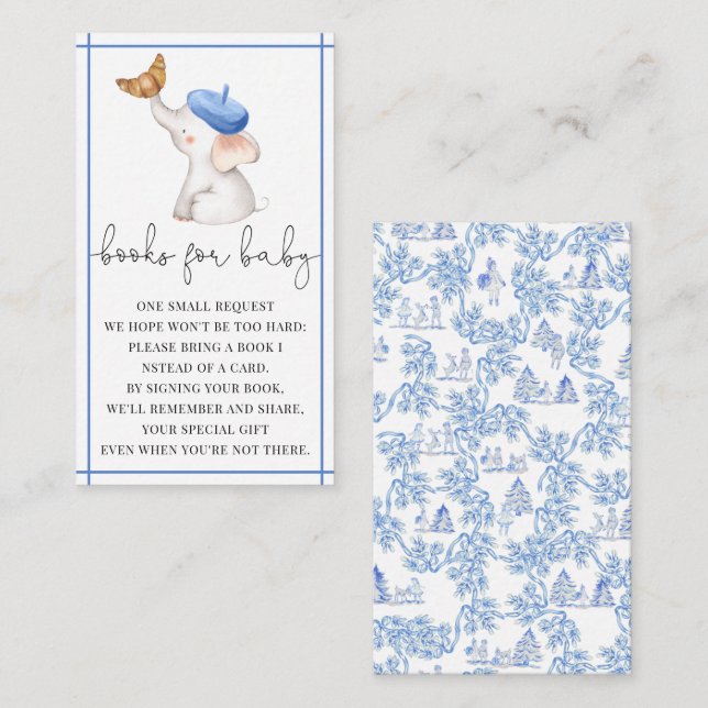 Toile French Pink Girl Baby Shower Books For Baby  Enclosure Card (Front/Back)