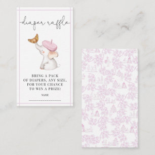 Toile French Pink Girl Baby Shower Diaper Raffle E Enclosure Card