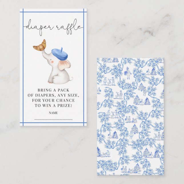 Toile French Pink Girl Baby Shower Diaper Raffle E Enclosure Card (Front/Back)