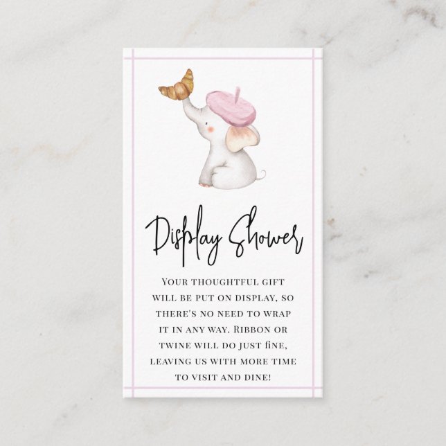 Toile French Pink Girl Baby Shower Display Shower  Enclosure Card (Front)