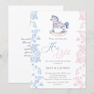 Toile Gender Reveal Invitation