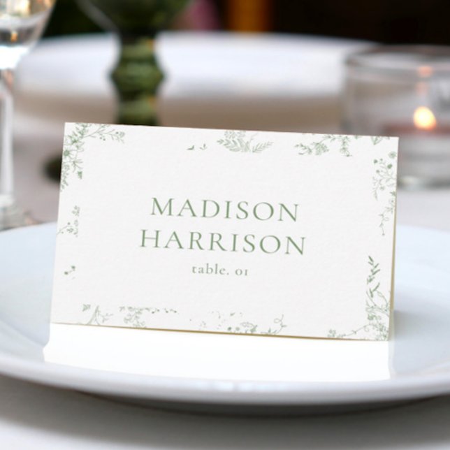 Toile Green Wedding Name Place Card DIY (Creator Uploaded)