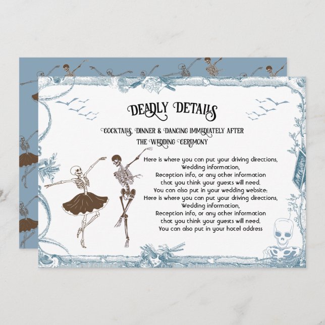 Toile Halloween Gothic skeleton Details Info Invitation (Front/Back)