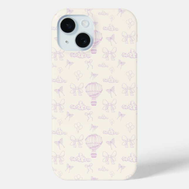 Toile Hot Air-Balloon And Bows Seamless Pattern Case-Mate iPhone Case (Back)