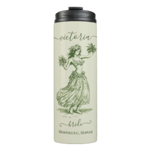 Toile Hula Girl Hawaiian Island Wedding Party Thermal Tumbler