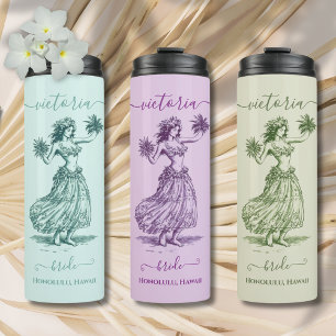 Toile Hula Girl Hawaiian Island Wedding Party Thermal Tumbler