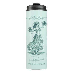 Toile Hula Girl Hawaiian Island Wedding Party Thermal Tumbler