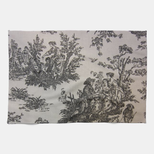 Toile in Black & White Tea Towel (Horizontal)