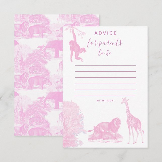 Toile Jungle Animal Safari baby Shower Advice Card (Front/Back)