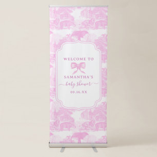 Toile Jungle Animal Safari Chinoiserie Baby Shower Retractable Banner