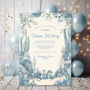 Toile Little Cowboy Baby Shower Invitation