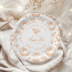 Toile Little Cutie Pie baby shower Paper Plate