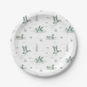 Toile Mallard Duck Gender Neutral Paper Plate