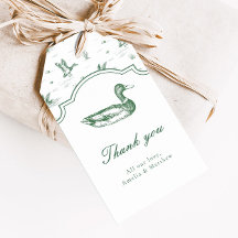 Toile Mallard Duck Neutral Baby Shower Favour