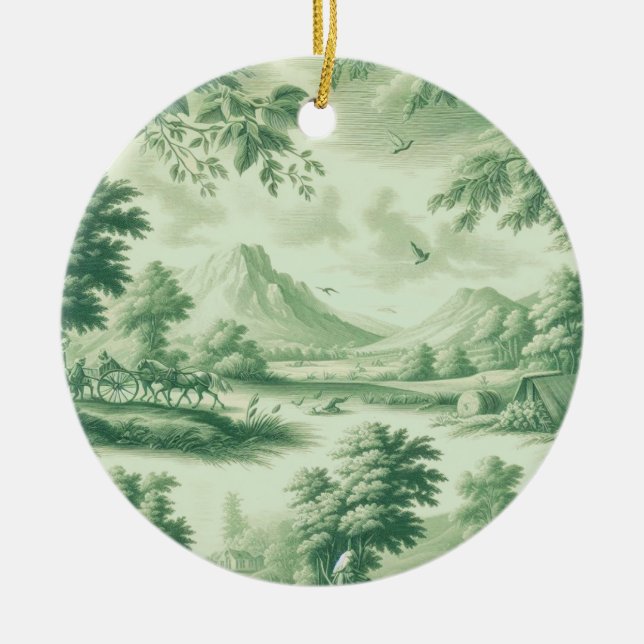 Toile Nostalgic Charm Scenic  Ceramic Tree Decoration (Front)