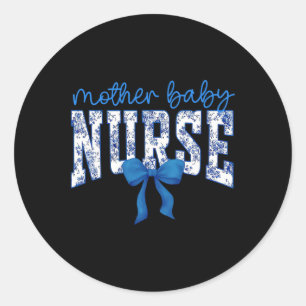 Toile Nurse Bow Blue Coquette Mother Ba Classic Round Sticker