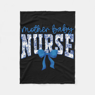 Toile Nurse Bow Blue Coquette Mother Ba  Fleece Blanket