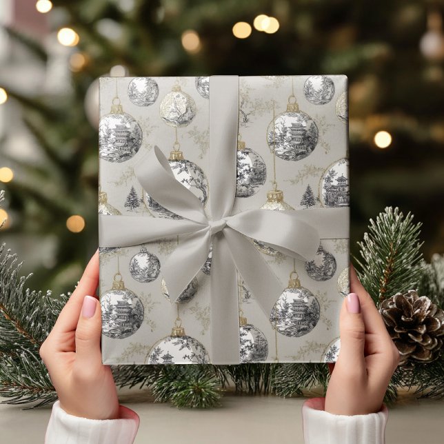 Toile Ornament  | Vintage Neutral Christmas Wrapping Paper (Creator Uploaded)