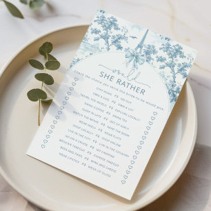 Toile Parisian Would she rather bridal shower game