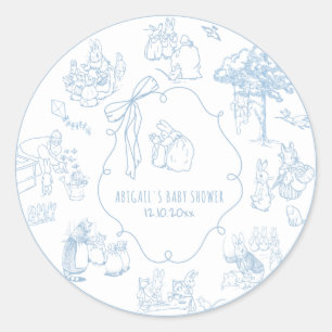 Toile Peter the Rabbit Beatrix Baby Shower Classic Round Sticker