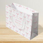 Toile Pink Bow Tying The Knot Blue Bridal Shower  Large Gift Bag<br><div class="desc">Toile Pink Bow Tying The Knot Blue Bridal Shower Gift Bags</div>