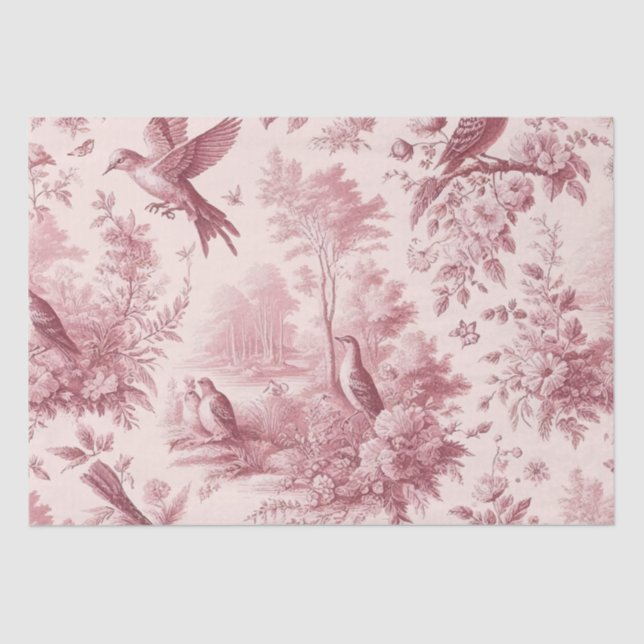 Toile Pink Vintage Tissue Paper (Front)