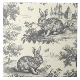 Toile Rabbit Vintage Woodland Tile