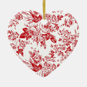 Toile Roses Ceramic Tree Decoration