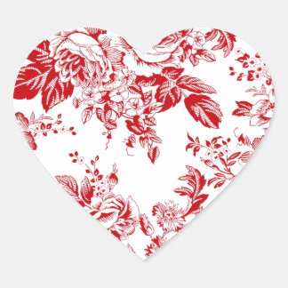 Toile Roses Heart Sticker