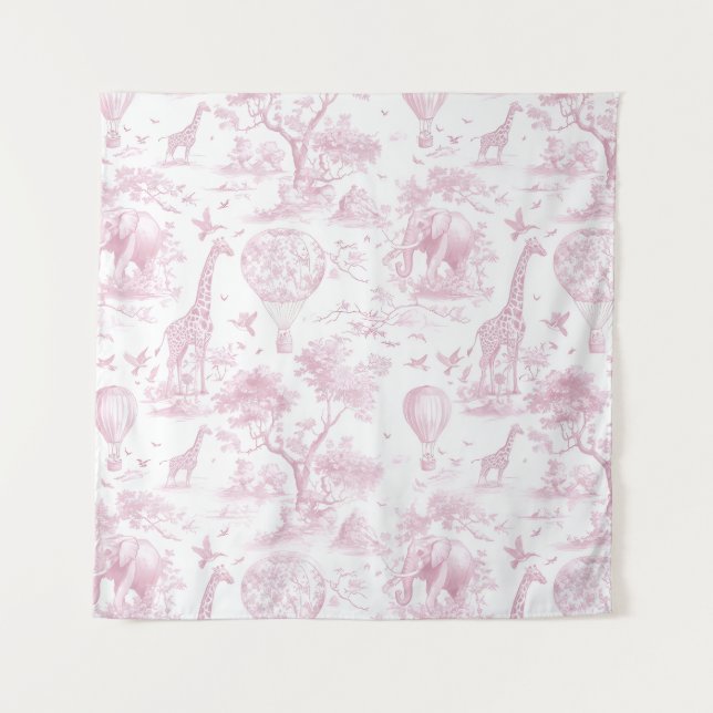 Toile Safari Pink Tapestry (Front (Horizontal))