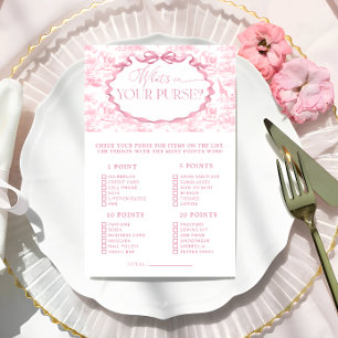 Toile Safari Whats in Your Purse Baby Shower Game