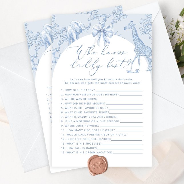 Toile Safari Who knows daddy best baby shower game (Creator Uploaded)