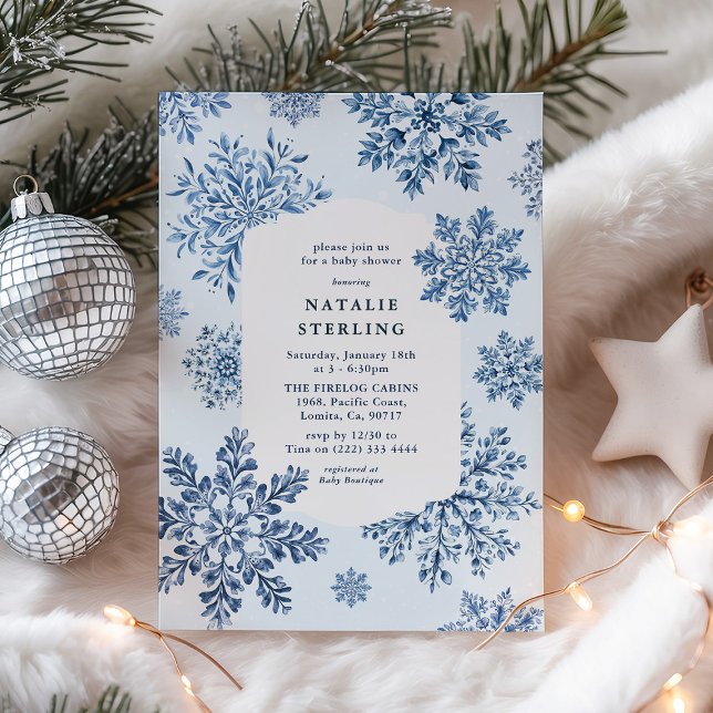 Toile Snowflake Winter Baby Shower Invitation (Creator Uploaded)