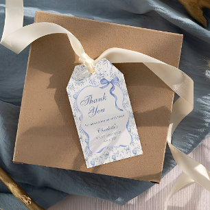 Toile Teddy Bear Baby Shower Thank You Gift Tag