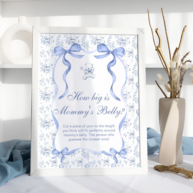 Toile Teddy Bear Blue How Big is Mummy's Belly Poster (Creator Uploaded)