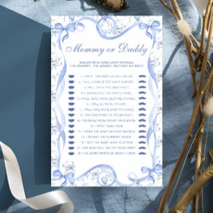 Toile Teddy Bear Mummy or Daddy Baby Shower Game